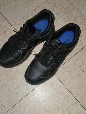 Shoes For Crews Black Athletic Work Shoes with Blue Insole